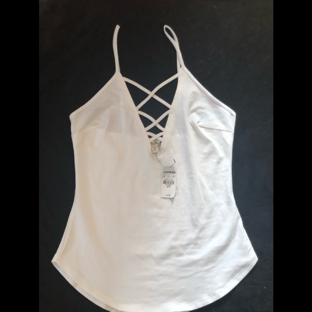 EXPRESS- One Elven white crisscross cami